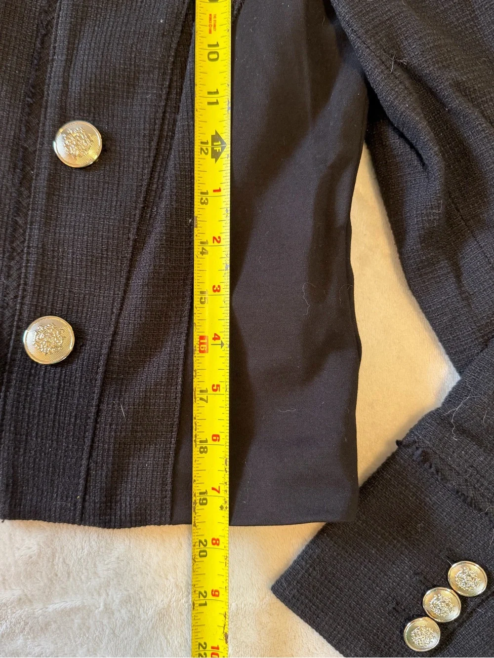 White House Black Market Black Double-Breasted Blazer with Gold Buttons - Picture 6 of 7